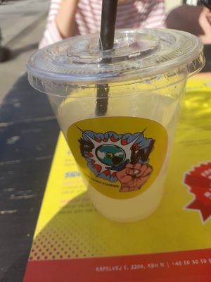 home made lemon drink at POW - The Vegan Pizzeria in Copenhagen