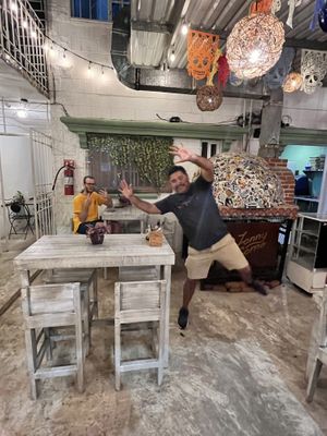 Very friendly and funny holder of the restaurant 🤗 at Jonny Como Pizza in Playa Del Carmen