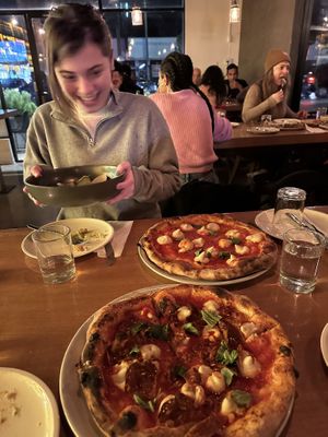 Margarita and pepperoni pizza   at Double Zero in Venice