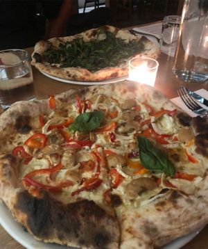Truffle mushroom + gigante bean pizzas at Double Zero in Venice