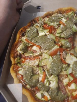 Grab one slice. One full pizza is huge, lol at Vegano Hooligano - Bohdana in Kyiv
