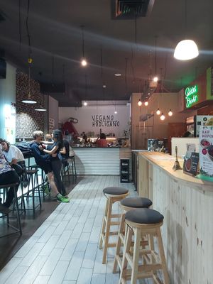 view of the place where you can find 4 vegan places in one spot (Vegano Hooligano, Nikogoneem, Bliss Bar & Draw Cakes) + a little shop with vegan products at Vegano Hooligano - Bohdana in Kyiv