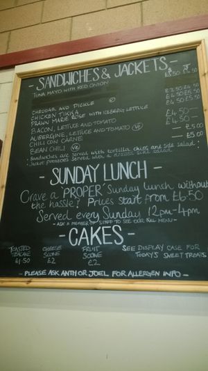 Menu board at Summerhill Country Cafe in Hartlepool