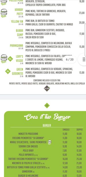 Menu snapshot: burgers at QuBe in Jesolo