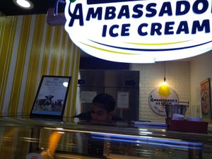 PETA award on the top of the display at Ambassadors Ice Cream in Makati