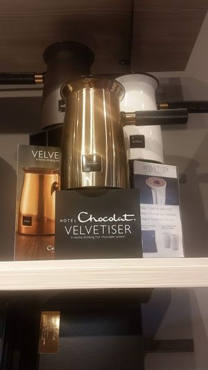 Hot chocolate maker at Hotel Chocolat in Cardiff