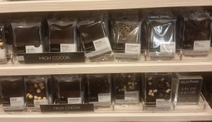 Chocolate slabs at Hotel Chocolat in Cardiff