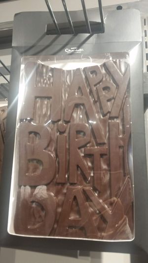 Large chocolate slab at Hotel Chocolat in Cardiff