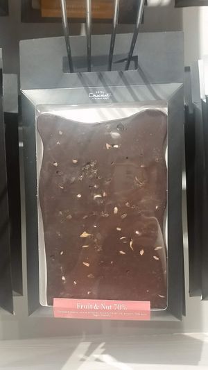 Large fruit and nut slab at Hotel Chocolat in Cardiff