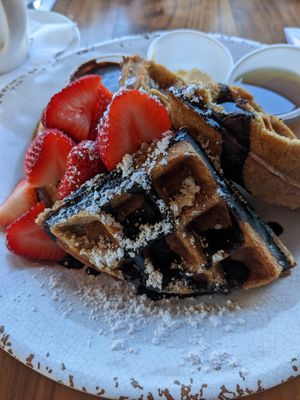 Vegan GF banana waffles. at Milk Money in Fort Lauderdale