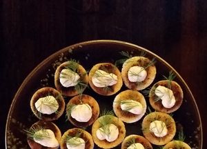 Tofu mousse on pumpkin biscuits at Blue Pepper in Amsterdam