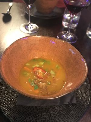 Pumpkin coconut soup at Blue Pepper in Amsterdam