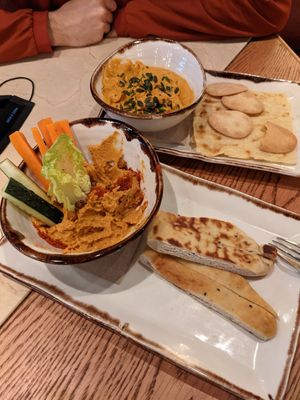 Hummus and vegan sobrasada (we already ate a bit before taking the photo) at Margarito in Bilbao