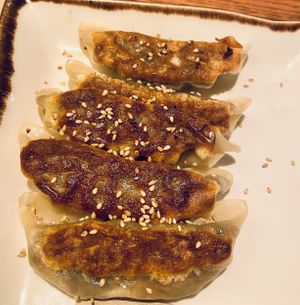Gyozas de morcilla vegana at Margarito in Bilbao
