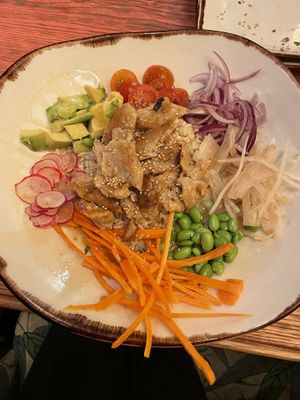 Poke bowl with ‘no chicken'  at Margarito in Bilbao