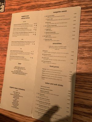 Drinks menu  at Margarito in Bilbao