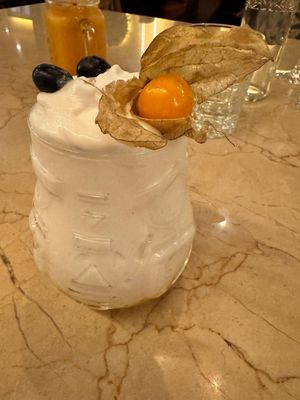 Coconut foam with pineapple at Margarito in Bilbao
