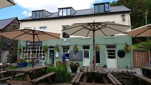 View of Hebog restaurant from the terrace. at Hebog in Caernarfon