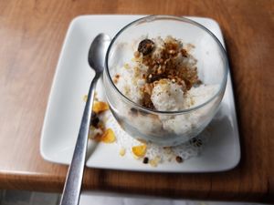Coconut milk rice pudding at La Cantine in Honfleur
