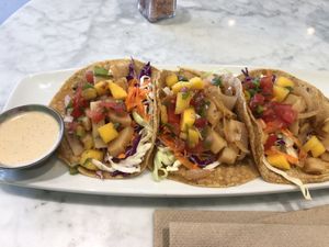 Southwest Taco with the chipotle nacho cheese sauce on the side. Warning - If you aren’t a big spicy person, don’t get this. It was a bit much for me at Protein Plants Cafe in Orange