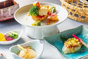 Japanese style vegan dinner at Kashiwaya Ryokan in Gunma