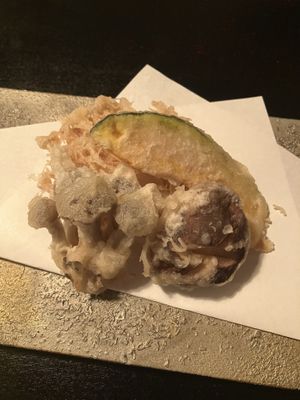 tempura veggies  at Kashiwaya Ryokan in Gunma