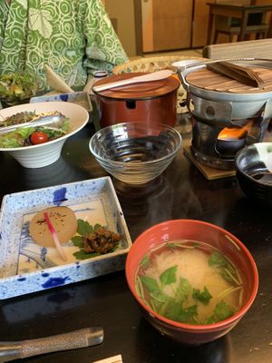 Japanese vegan breakfast  at Kashiwaya Ryokan in Gunma