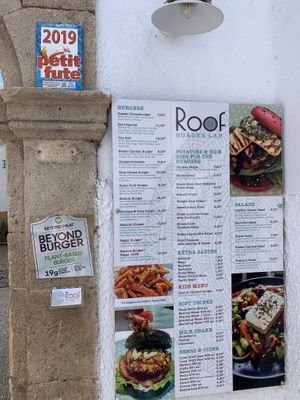 The menu at Roof Burger Lab in Rhodes