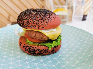 Beyond burger at Roof Burger Lab in Rhodes