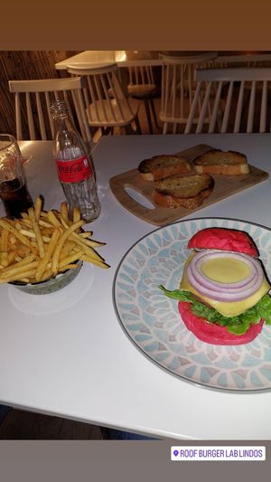 Vegan burger 🍔 at Roof Burger Lab in Rhodes