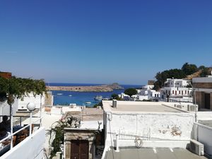 View from the restaurant at Roof Burger Lab in Rhodes