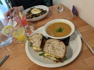 market soup and sandwich at Frankie We Salute You! in Kelowna