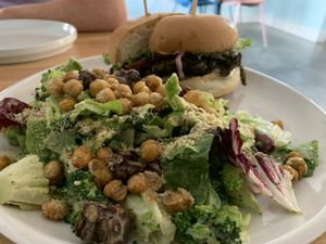 Burger w/ side Caesar  at Frankie We Salute You! in Kelowna