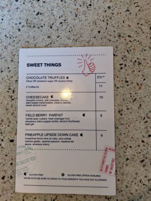 Dessert menu (Oct-2021) at Frankie We Salute You! in Kelowna