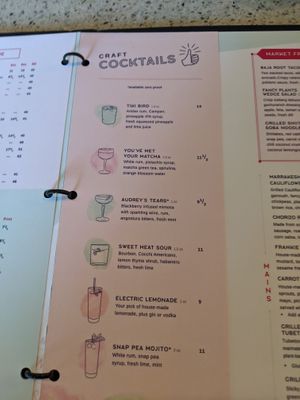 Cocktail menu at Frankie We Salute You! in Kelowna