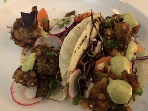 Tacos w wasabi dressing  at Frankie We Salute You! in Kelowna