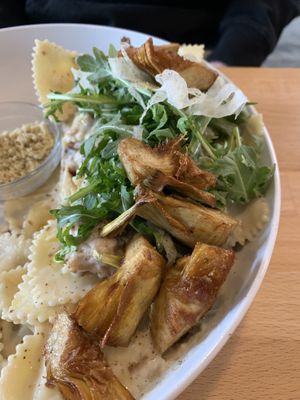 Pasta add artichokes  at Frankie We Salute You! in Kelowna