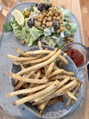 Ceasar salad & fries  at Frankie We Salute You! in Kelowna