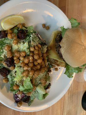 Burger and Caesar Salad  at Frankie We Salute You! in Kelowna