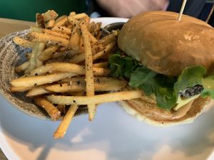 Burger and Fries  at Frankie We Salute You! in Kelowna