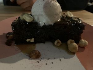 Cake and cashew ice cream   at Frankie We Salute You! in Kelowna