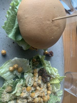 Burger and salad   at Frankie We Salute You! in Kelowna