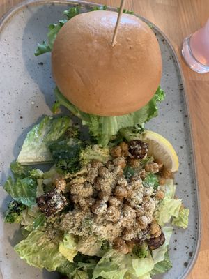 Burger and Caesar   at Frankie We Salute You! in Kelowna