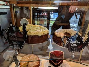 2 cake options of the day: Mango & vanilla, Banofee cake at Pettigrew Tea Rooms in Cardiff