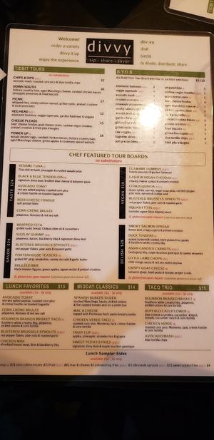 Menu at Divvy in Carmel