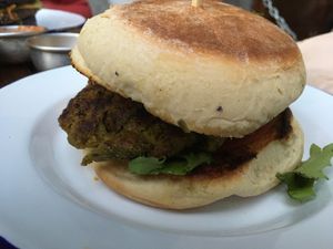 All green burger at Vegan Junkies in Lisbon
