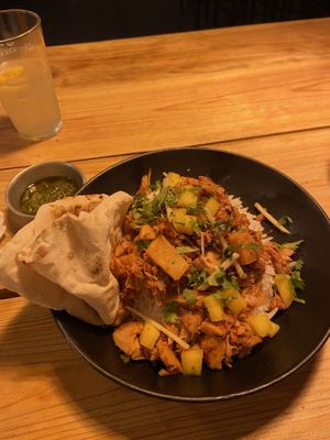 Jackfruit rice dish at Vegan Junkies in Lisbon