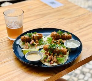 ”Fish” tacos at Vegan Junkies in Lisbon