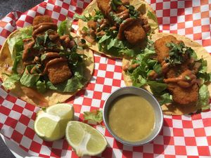 Fish tacos  at Vegan Junkies in Lisbon