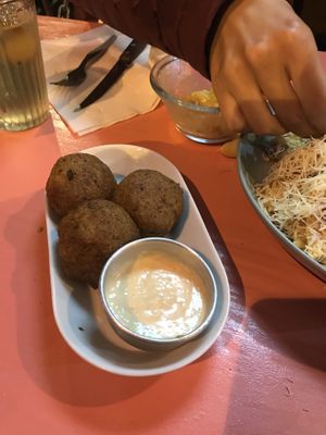 Fried cheese balls  at Vegan Junkies in Lisbon